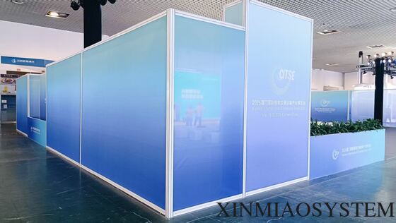 Xinmiao New 8-Slot SEG Fabric Square Aluminum Pillar 80mm Compatible With Octanorm & Maxima System Easy Quick Assembly Trade Show Exhibition Booth Modular Aluminum Profile
