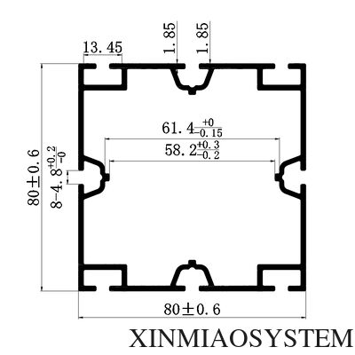 Fácil de instalar Xinmiao Nuevo tejido de tensión de 8 ranuras SEG Pilar cuadrado de aluminio compatible con Octanorm Maxima Sistema reutilizable Modular Feria de stands de perfil de marco