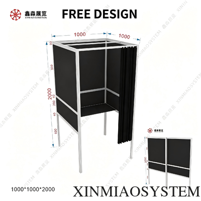 Cabina de votación de perfil de aluminio de diseño libre de tamaño personalizado, cabina de votación electoral plegable de fácil montaje con mesa interior